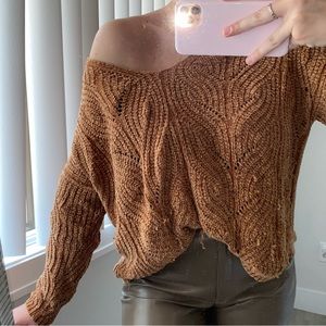 Stradivarius Brown distressed sweater